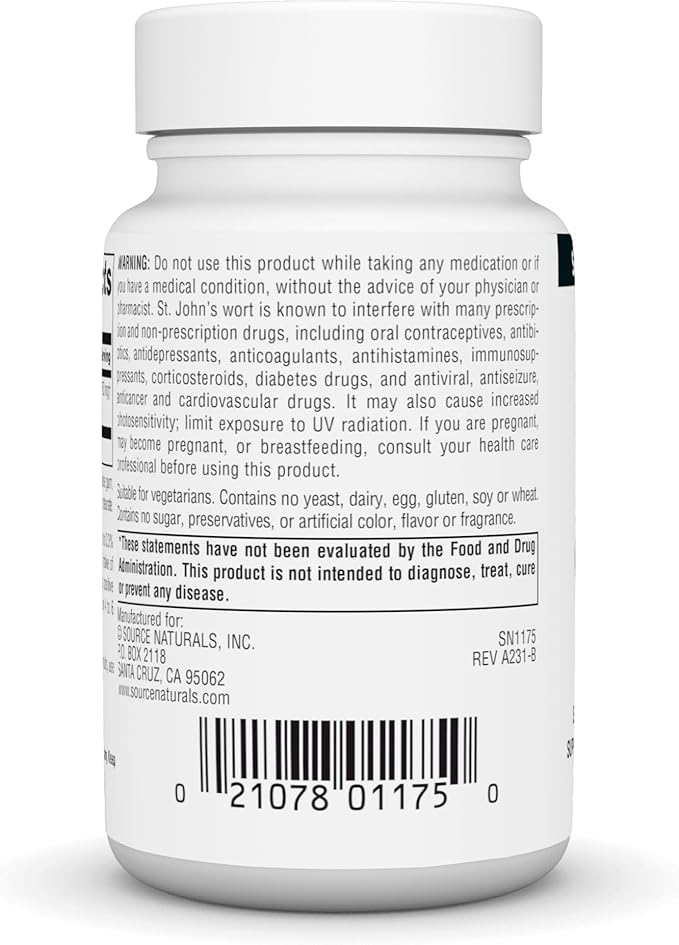 Source Naturals St. John's Wort 450 mg Supports a Positive Mental Outlook - 45 Tablets