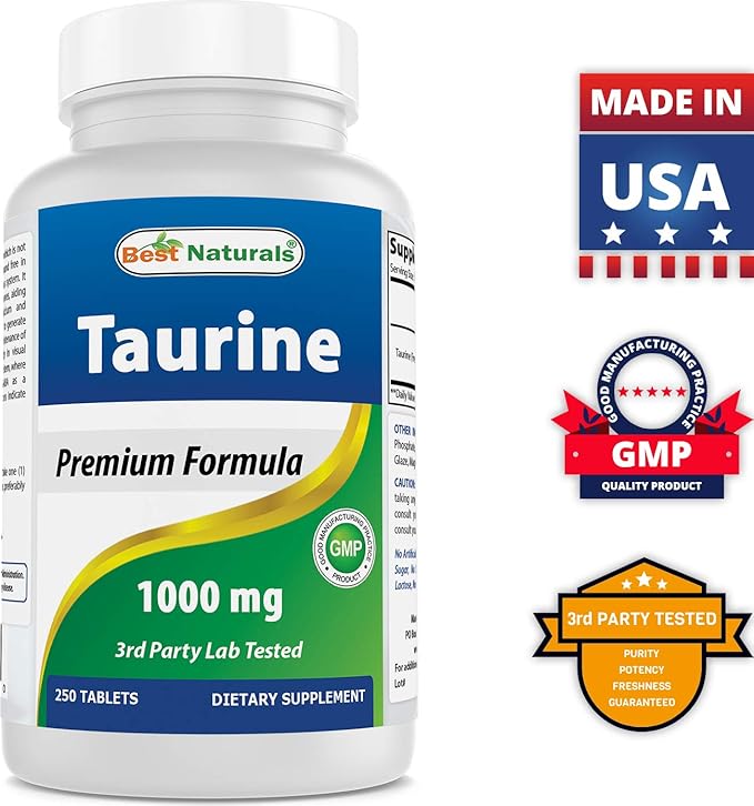 Best Naturals Taurine 1000 mg 250 Tablets (250 Count (Pack of 3))