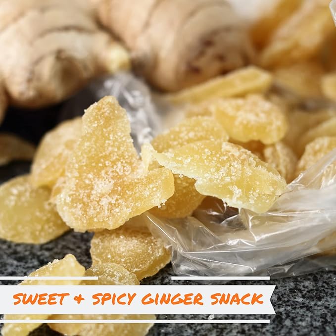Crystallized Ginger Slices by It's Delish, 2 Lbs Bulk | Candied Dried Ginger Fruit Chews Natural Candy, Ginger Root with Sugar Crystals, Unsulphured, No Color Added - Healthy Snack, Vegan, Kosher