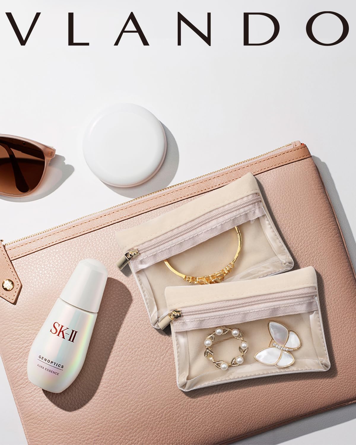 Vlando 33 Pcs Travel Jewelry Case Velvet Jewelry Pouch with Zipper Clear Travel Jewelry Bag Jewelry Travel Organizer for Travel Business Trip Mother's Day Gifts for Mom Wife Women