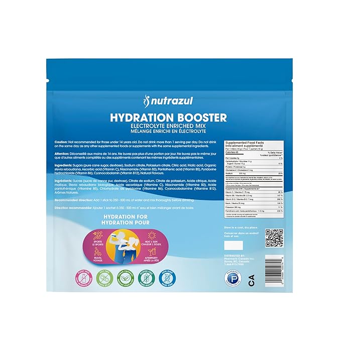 Nutrazul Hydration Booster | Supports Rapid Hydration | Electrolyte Enriched Mix | No Artificial Sweeteners | Passion Fruit Flavour | Vegan, Gluten-Free, Non-GMO | 90 Sticks