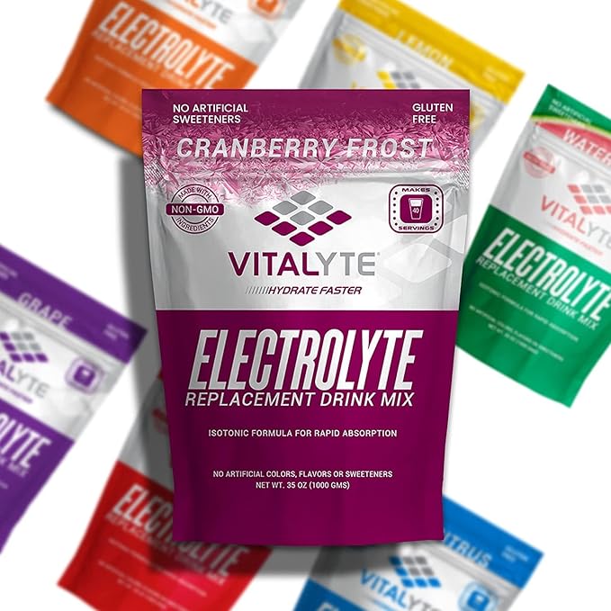 Vitalyte Electrolyte Powder Drink Mix, Isotonic Electrolyte Hydration Mix, Case Pack (6 Pack, Cranberry Frost)