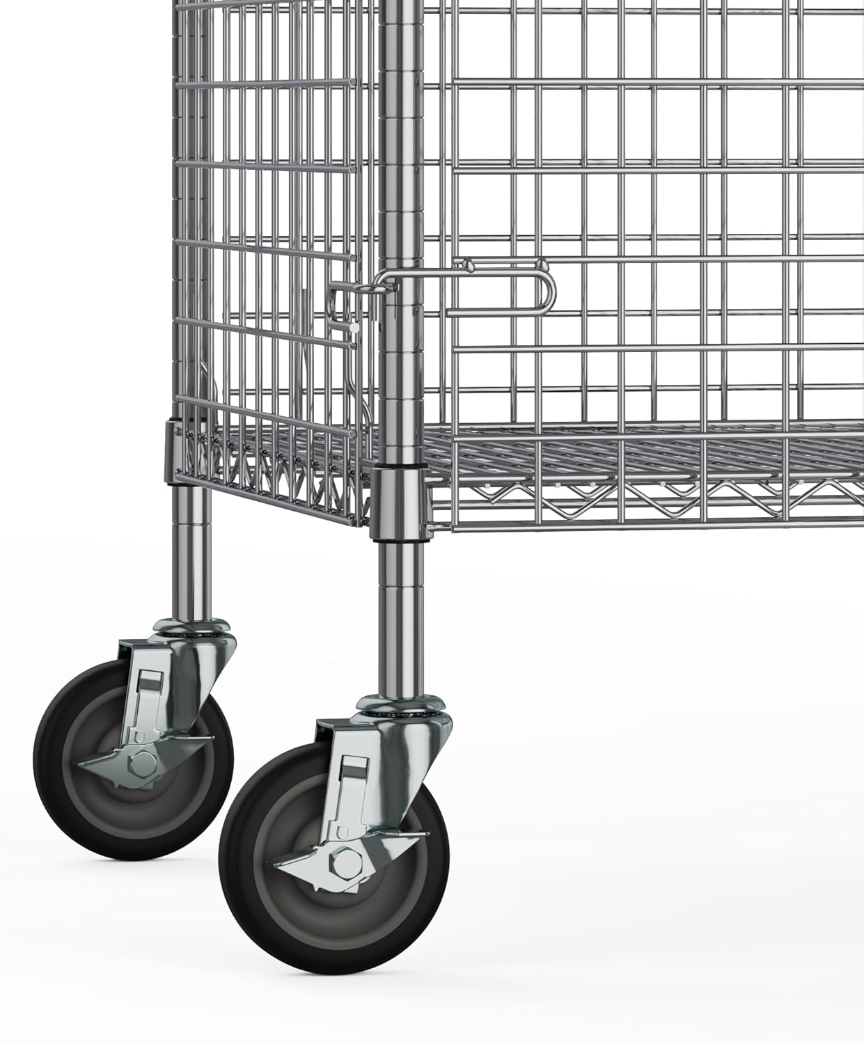 18" W x 36" L x 69" H Heavy Duty Utility Commercial Grade Metal Storage NSF Unit | Chrome Mobile Security Wire Cage Kit