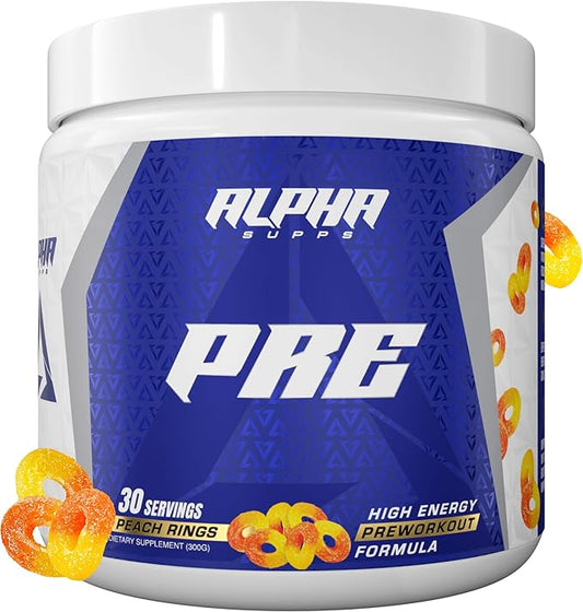 Pre, Pre-Workout Powder for Men & Women, Back to Basics Preworkout Formula for Fitness & Gym Training Athletes - Boost Energy, Focus & Performance (30 Servings, Peach Rings)