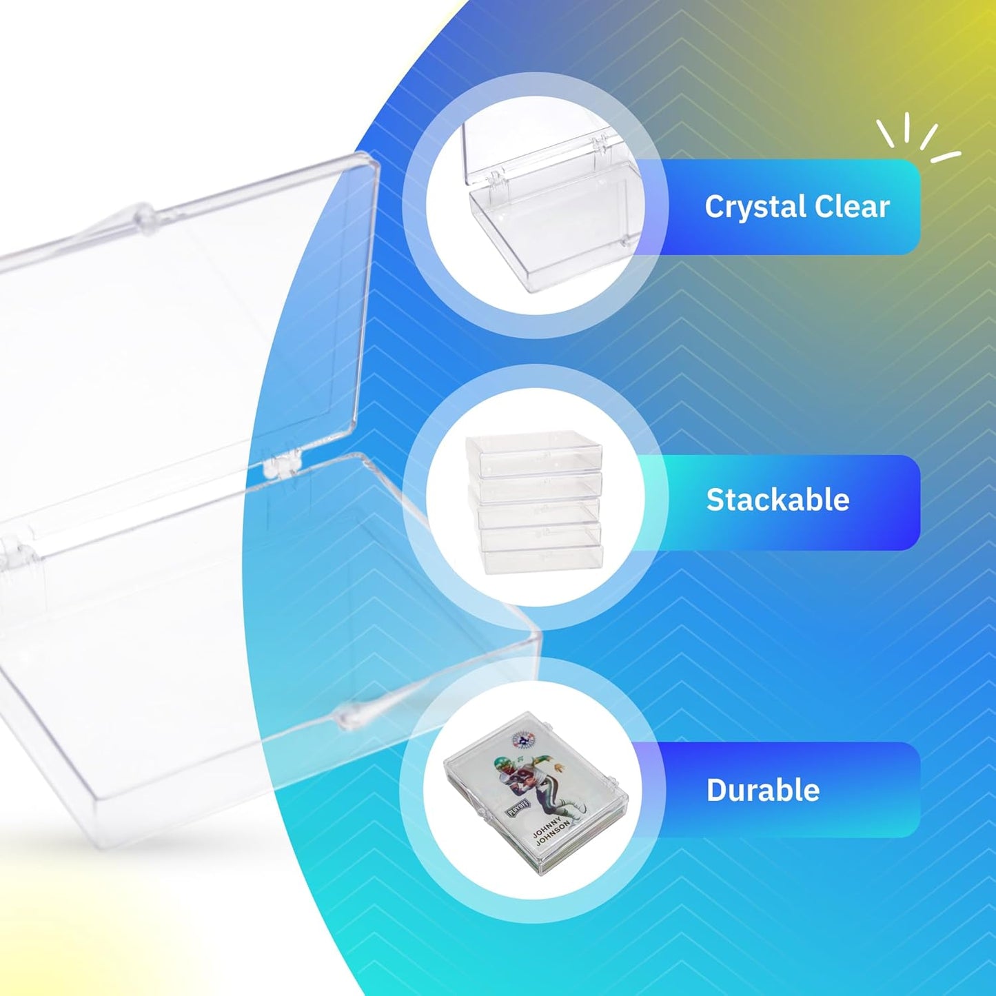 10-Pack Clear Hinged Plastic Containers, Keepsake Storage Boxes, 3 1/2" L x 2 9/16" W x 5/8" H, Made in USA, Plastic Display Case or Small Box for Storage and Organization