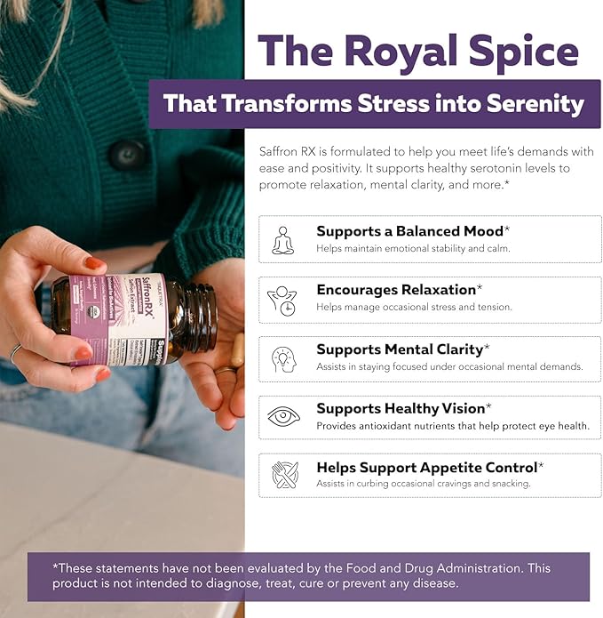 Organic Saffron Extract: Optimized Extract with Safromotivines, Safranal, and Crocins – Clinically Studied | Premium Persian Sargol Quality | Supports Mood, Calmness, and Relaxation – 30 Servings