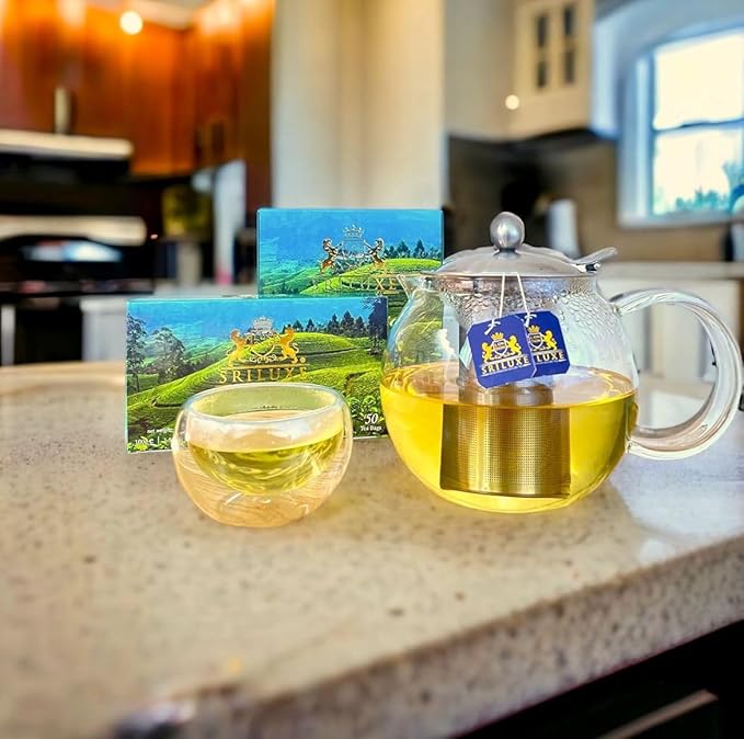 SRILUXE - Premium Quality Ceylon Green Tea Bags Exquisite Taste and Aroma | Brew Hot Tea, Iced Tea or Kombucha Tea (100 Teabags)