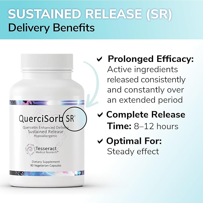 Tesseract Medical Research QuerciSorb SR Immune Support Supplement, Sustained Release Quercetin, Supports Immune Function and Overall Health, Hypoallergenic. 400 mg, 90 Capsules