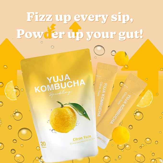 DALAMHARI Kombucha Powder | Citron Yuzu 20T | Kombucha Drink Probiotic Soda Urban Remedy Kombucha Synergy Scoby Kombucha Starter Kit Adaptogen Drink Health Ade Kombucha Tea Bubbly
