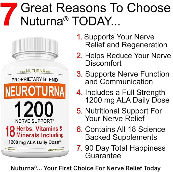 Neuropathy Support Supplement with 1200 mg Pure Alpha Lipoic Acid - Maximum Strength Nerve Formula to Fortify Nerves in Fingers, Hands, Toes, & Feet - Best Natural Nerve Relief Support - 180 Capsules