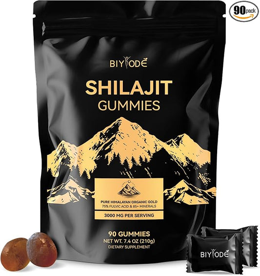 Shilajit Gummies: Pure Shilajit Himalayan Rich in Ashwagandha Gaulshura Fulvic Acid 85 Micronutrients Suitable for Men and Women No Added Sugar Non-GMO 100% Natural Organic 90 Gummies