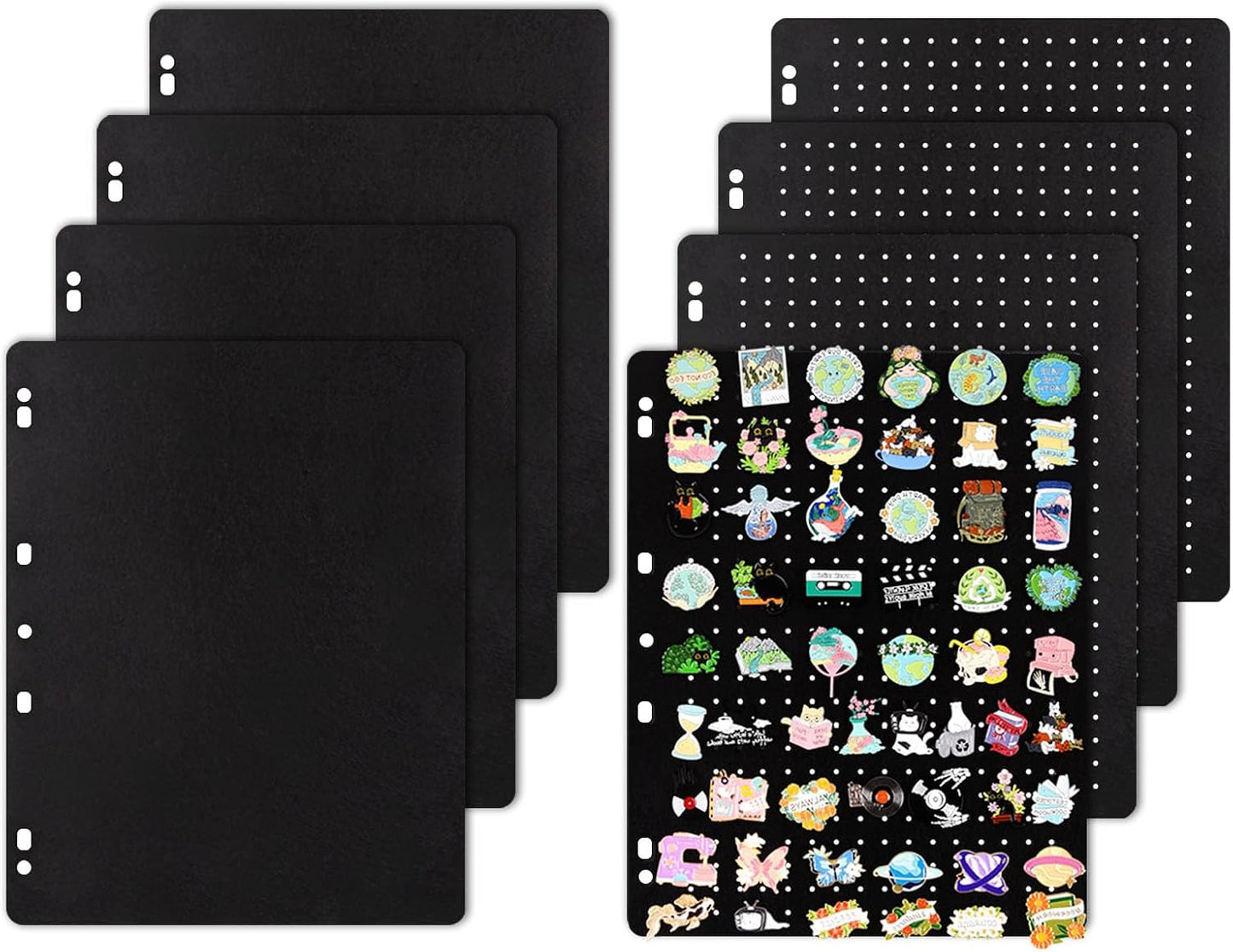 Enamel Pin Display Pages,Creative Pin Collection with 8 Flip-Pages,Fit in Any 3-Ring or 4-Ring Binder,Designed to Easily Trade & Display Enamel Pins (Pins Not Included)