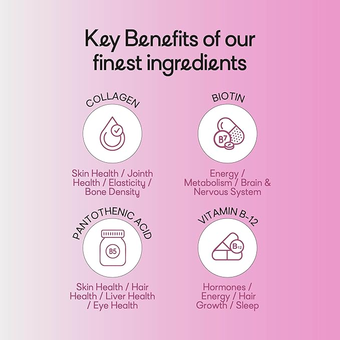 GoldN™ Hair, Skin & Nails Premium Gummies with Collagen | 2,500 mcg Biotin, Fish Collagen, Vitamins A, C, D, E & Zinc | Non-GMO, Allergen-Free | Raspberry Flavor | 60 Gummies (30-Day Supply)