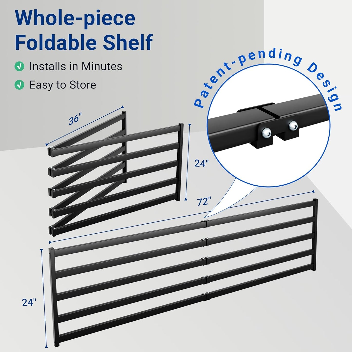 FLEXIMOUNTS 4-Pack 2x6ft Heavy Duty Garage Wall Shelving, 800lbs Capacity, Garage Shelving Wall Mounted with 8 Hooks, Storage for Power Tools, Garden Supplies, Storage Bins, Lite Series