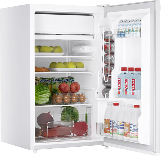 4.3 Cu.Ft Mini Fridge with Freezer, Single Door Refrigerator With 7 Settings Temperature Adjustable and 3 Removeble Shelves, Low Noise, Dorm Fridge, Mini Refrigerator for Bedroom, Office, Dorm