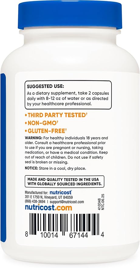 Nutricost L-Carnitine Tartrate 1000mg, 120 Capsules - 500mg Per Capsule (60 Servings)