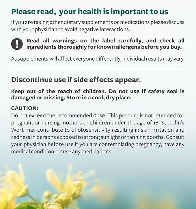 St John's Wort Capsules - Powerful & Potent Saint John's Wort Extract & Whole Herb Complex Standardized to 900mcg Hypericin for Balancing Daily Mood Support - Vegan Non-GMO & Lab Verified (180 Caps)