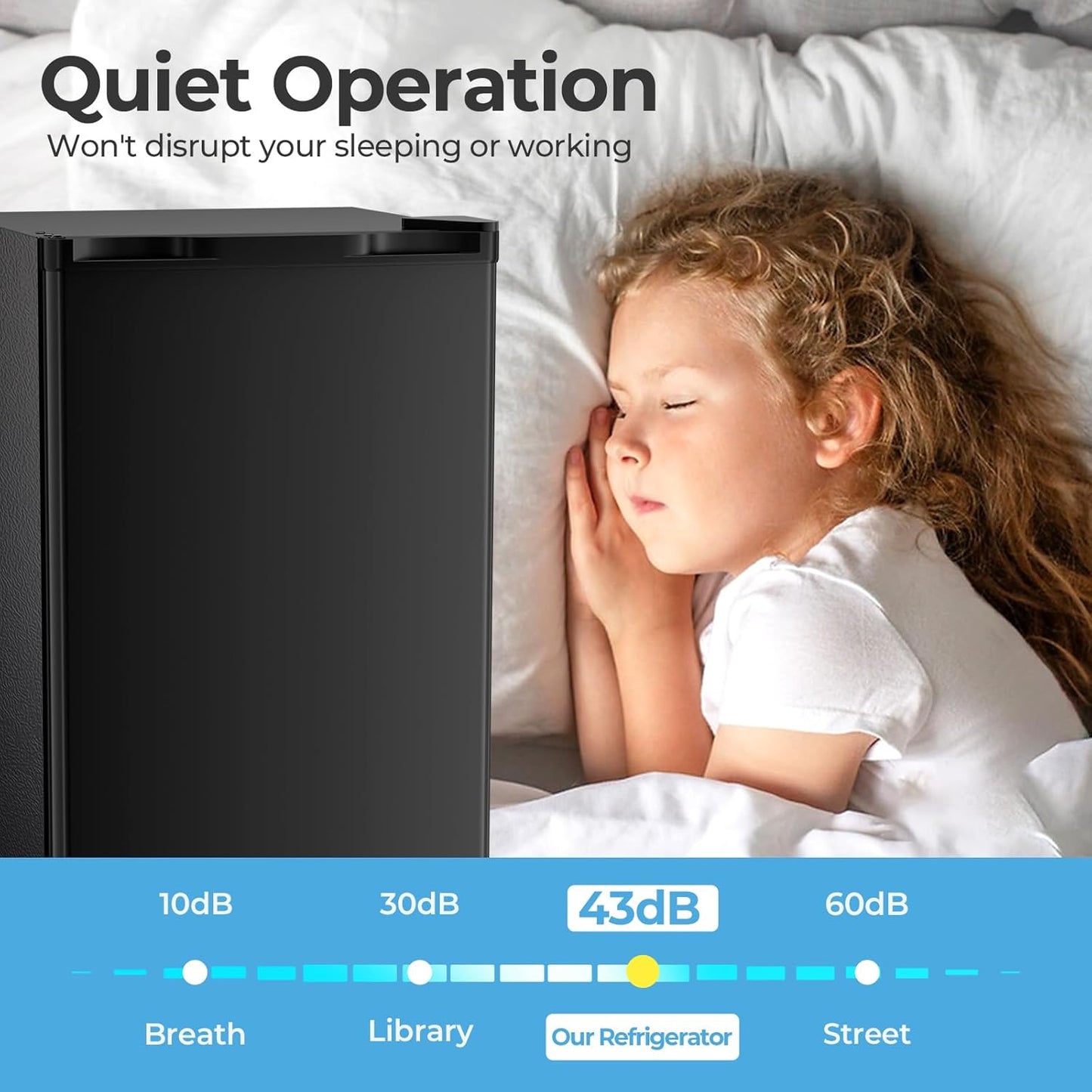 Antarctic Star 3.2 Cu.Ft. Mini Fridge with Freezer, Small Refrigerators with Adjustable Thermostat, Low Noise, Energy Saving, Compact Refrigerators for College Dorm, Office, Bedroom, Apartment, Black