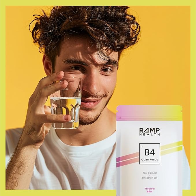 B4 - Supplement - Available in 6 Flavors - L-Theanine, Lemon Balm Extract, and More - 10 Count (10 Packets, Tropical Bliss)