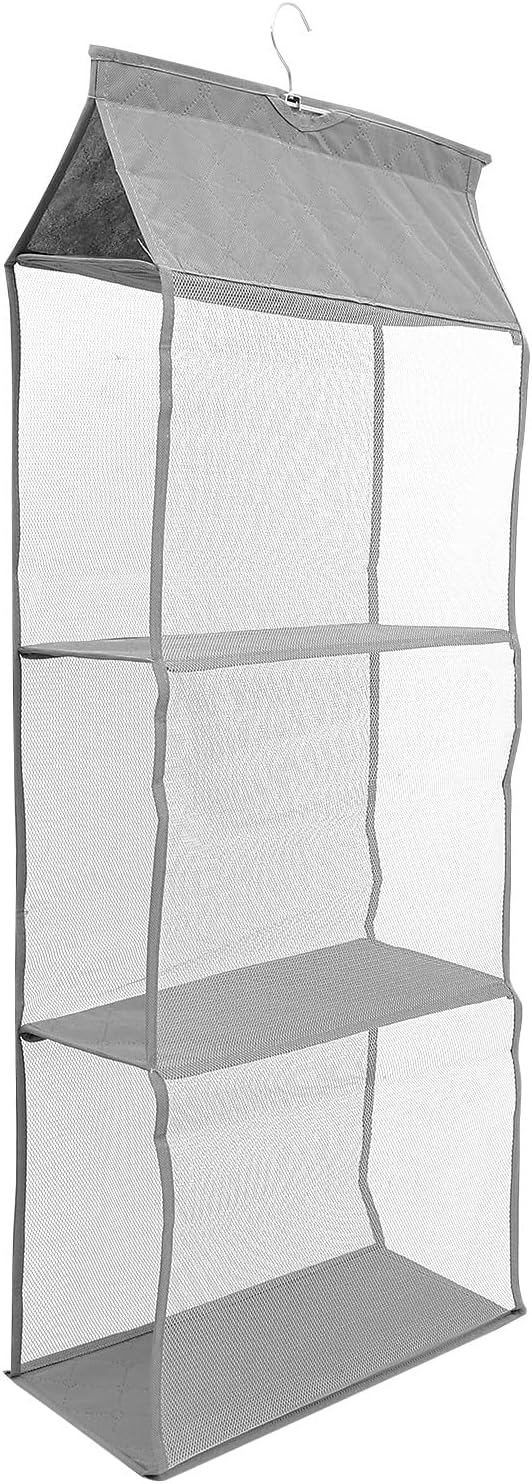 Gray Hanging Organizer Bag Dustproof Storage Hanging Container with Multiple Compartments for Handbags Shoes Sweaters Space-Saving Vertical Storage