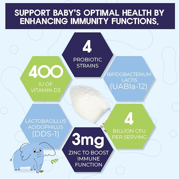B Balance Probiotics Powder for Infants & Babies, Support Infant Gut Health, Easy-to-Take Powder, Age 3+ Months, Multi-Strain 4 Billion CFU, 60g (30 Packets) - 1 Month Supply