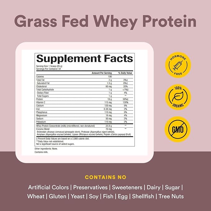 Natural Factors Whey Factors, Grass Fed Whey Protein Concentrate, Aids Muscle Development and Immune Health, Double Chocolate, 12 Oz