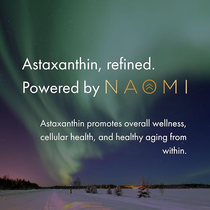 NAOMI Extra Strength Patented Astaxanthin 12mg Supplement from Alaskan Algae - Natural Support for Skin & Eye Health, Joint Support - Non-GMO, Gluten Free, 30 Softgels - 1 Month Supply