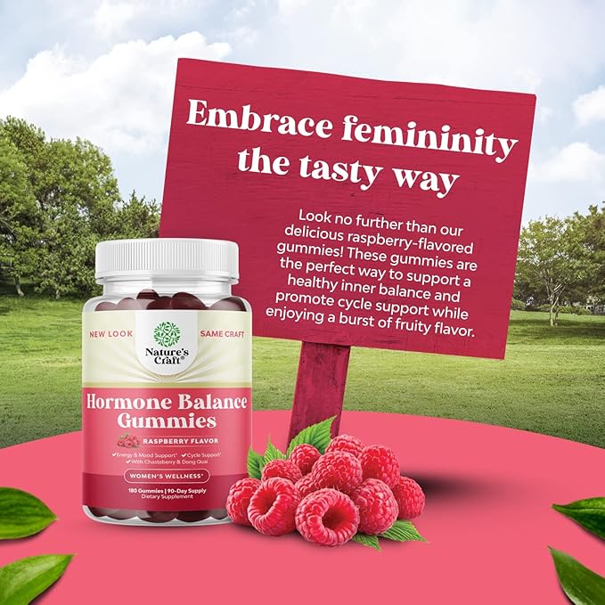 Hormone Balance for Women Gummies of All Ages - PMS Support Supplement for Women to Support Menstrual Cycle & Hormonal Balance Menopause & Mood Swings with Vitamin B6 & Dong Quai - 180 Chews