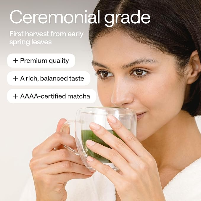 Matcha Organic Ceremonial Grade Green Tea Powder – Premium First Harvest from Japan – USDA Organic, Non-GMO, Gluten-Free – Tin for Tea, Lattes & Smoothies - 1oz