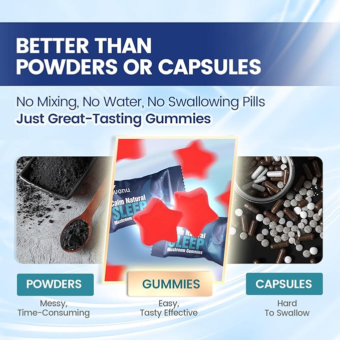 Sleep Gummies Melatonin Free with L-Theanine, Magnesium, Reishi Mushroom,Valerian Root, Passionflower | Non-Habit Forming Sleep Aid | Non-GMO Sleep Gummies for Adults | Raspberry Flavor (60pcs)