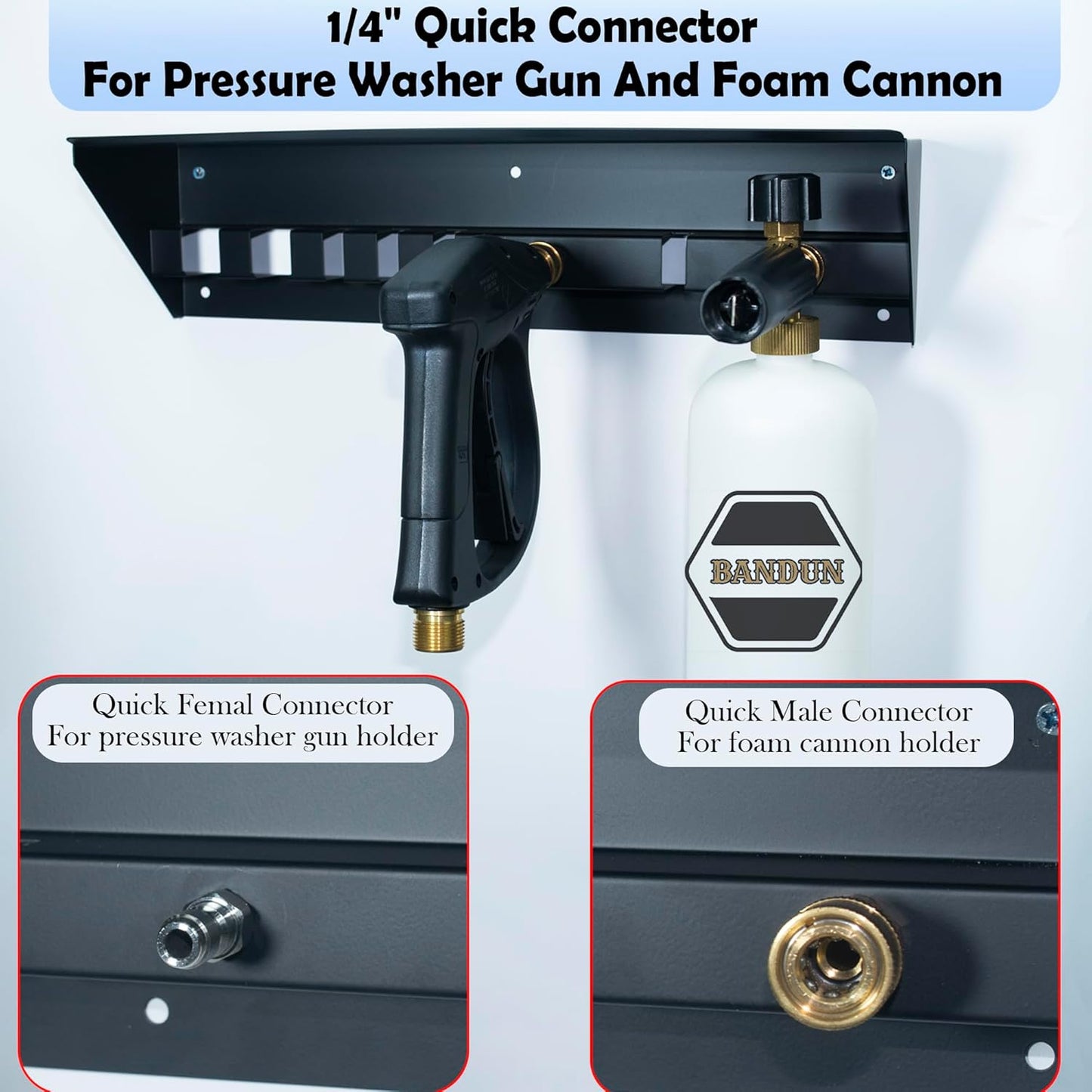 Pressure Washer Gun Holder with Shelf,Foam Cannon Holder for Pressure Washer Wand,Pressure Washers Nozzle Tips,Soap Bottle Holder, pressure washer parts & accessories & attachments Storage Rack