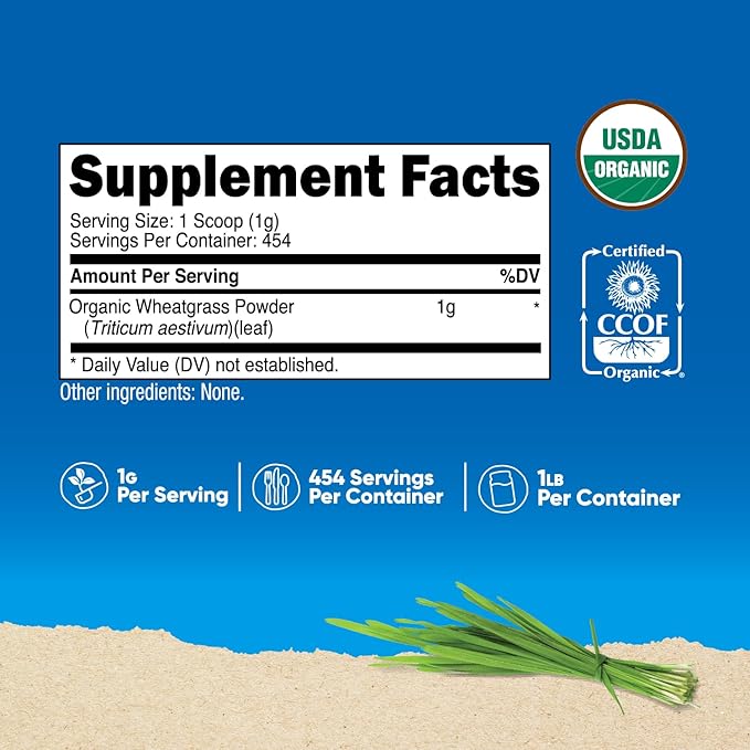 Nutricost Organic Wheatgrass Powder 1 LB - Non-GMO Superfood