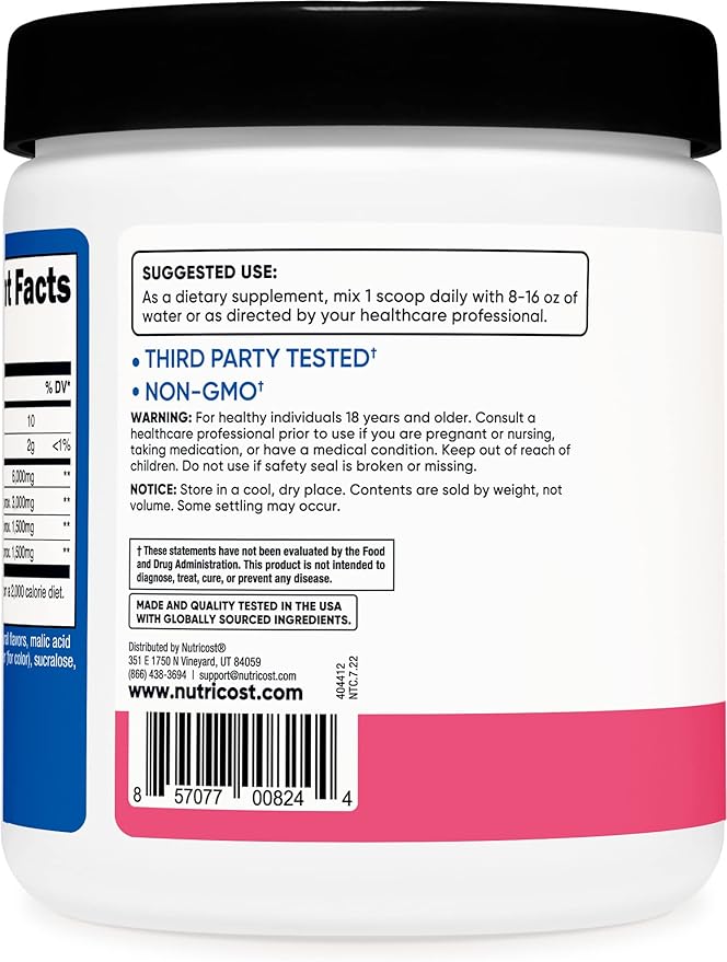 Nutricost BCAA Powder 2:1:1 (Raspberry Lemonade, 30 Servings)