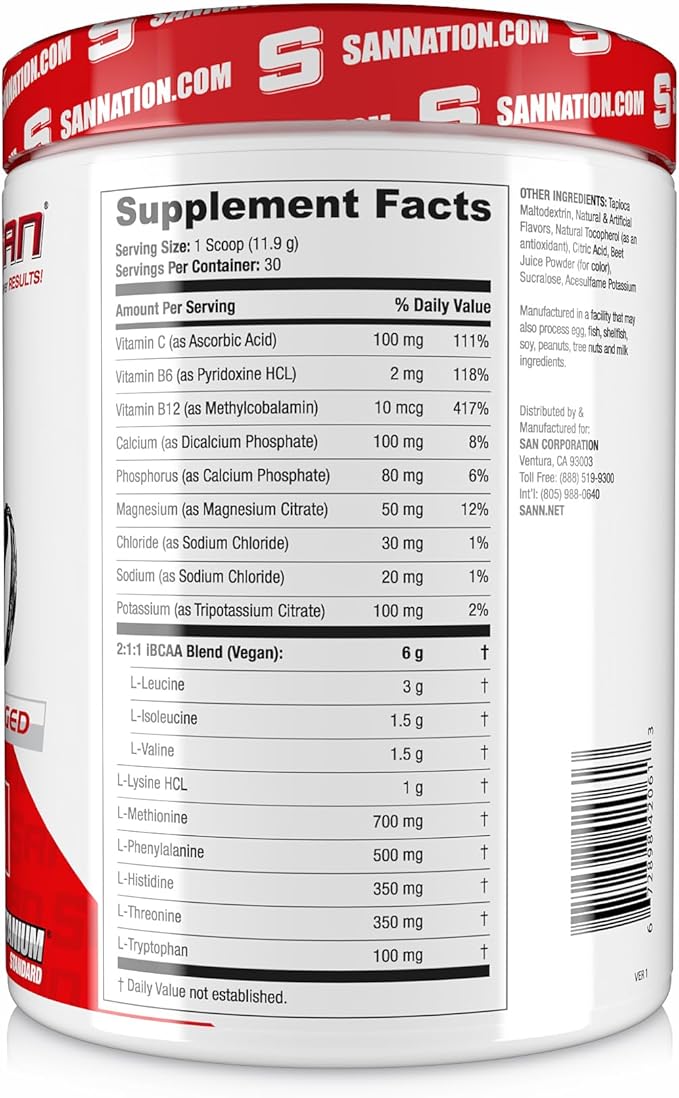 SAN EAA Hydration | EAAs + BCAA| Muscle Recovery & Intra | 9G Essential Amino Acids + Electrolytes | Mango Mania 30 Serving