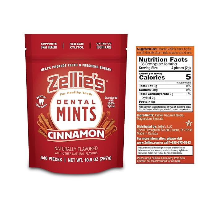 Zellie's | 100% Xylitol Cinnamon Breath Mints | No Aspartame, Gluten Free, Vegan & Kosher Mints (540 Count (Pack of 1)