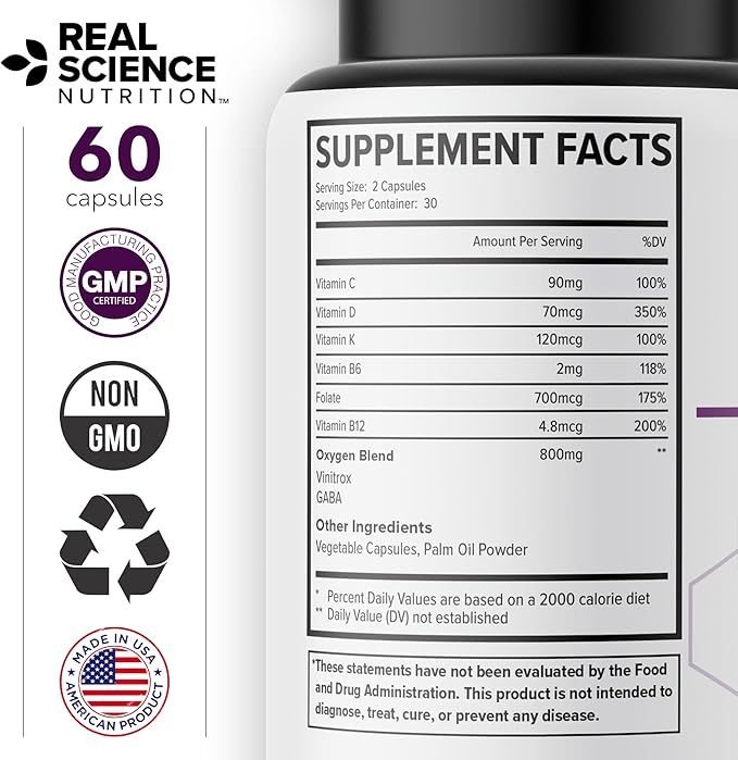 Real Science Oxygenate Miracle – Lung Support Supplement to Help Relieve Wheezing, Shortness of Breath, Rapid Heart Rate & Fatigue – Improves Circulation for Clear Lungs & Breath Support, 60 Caps