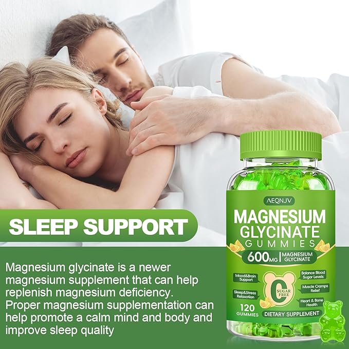 Magnesium Glycinate Gummies 600mg for Women and Men, High Absorption Magnesium Glycinate with Vitamin D, B6, and CoQ10 for Calm Support & Sleep, Sugar Free, Vegan, 60 Days Supply
