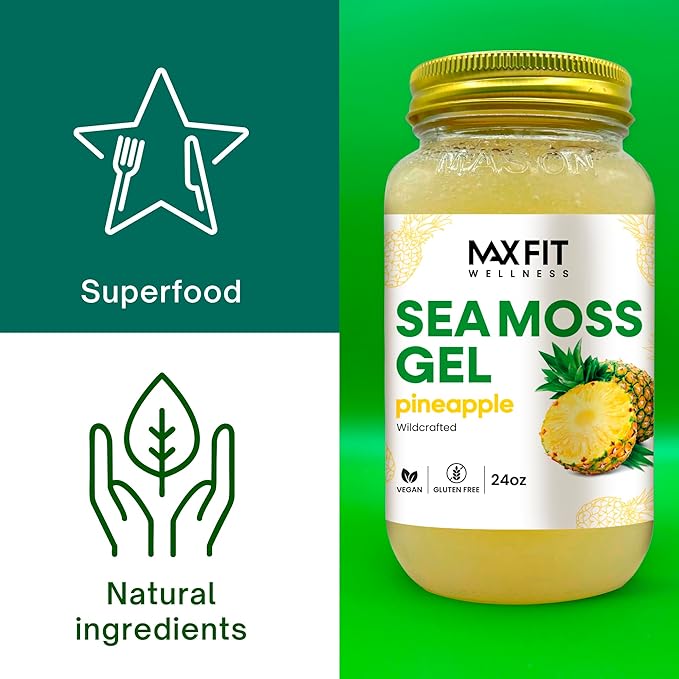 Sea Moss Gel Raw (12 Flavors) 24oz Wildсrafted Gold Sea Moss Gel from Saint Lucia | 92 Vitamins and Minerals | Pure Raw+Non-GMO | Vegan Superfood