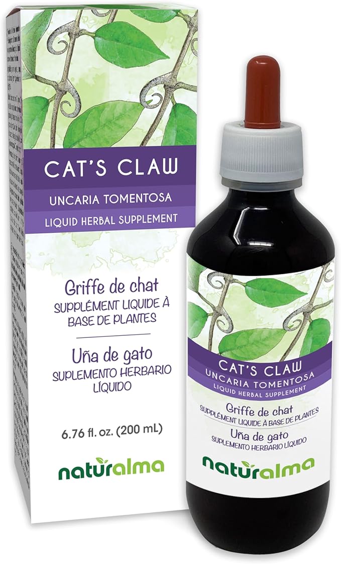 Naturalma Cat's Claw (Uncaria tomentosa) bark Alcohol-Free Tincture - 6.76 fl oz Liquid Extract in Drops - Herbal Supplement - Vegan