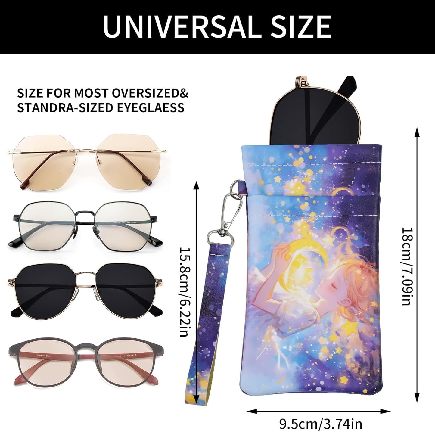 Double Eyeglass Case Soft Dual Glasses Case for Women Men Travel Squeeze Top Sunglasses Cases Eyeglasses Pouch