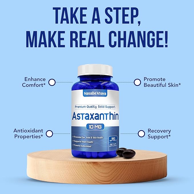 Astaxanthin Supplement for Men and Women | Antioxidant & Carotenoid Rich Astaxanthin 10mg From Haematococcus Pluvialis Microalgae for Eye & Skin Health Support (180 Day Supply) Packaging May Vary