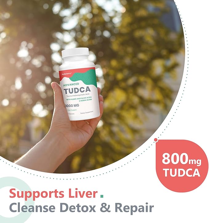 TUDCA Liver Supplements 1000 mg-Bile Salts for Liver Cleanse Detox-Milk Thistle Herbal Blend with Fulvic and Humic Acid for Liver,Digestive Health,60 Vegan Capsules