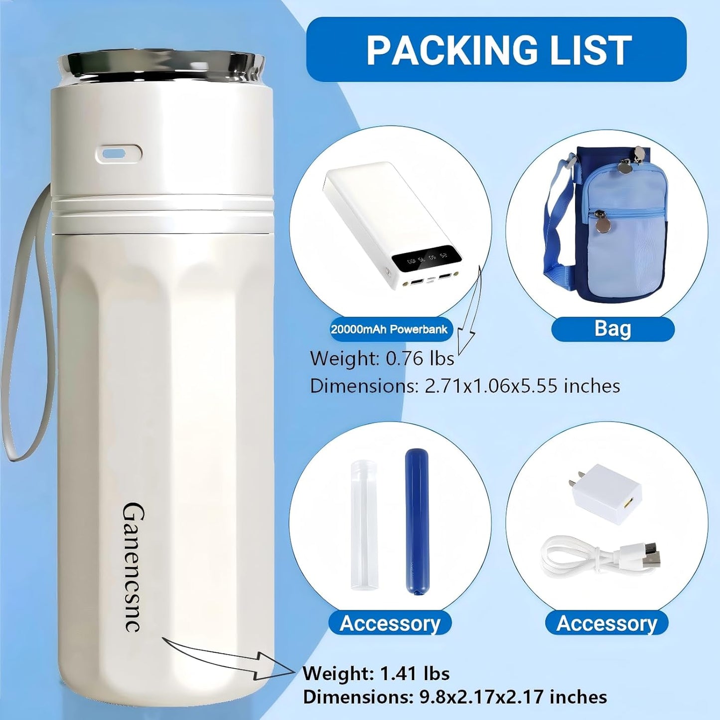 Electric Insulin Cooler Travel Case TSA Approved，USB Type-C Smart Cooling, 20000mAh Power Bank ，Large Capacity Medication Cooler ，Medical Cooler for Travel （White, 20000mAh Power Bank）