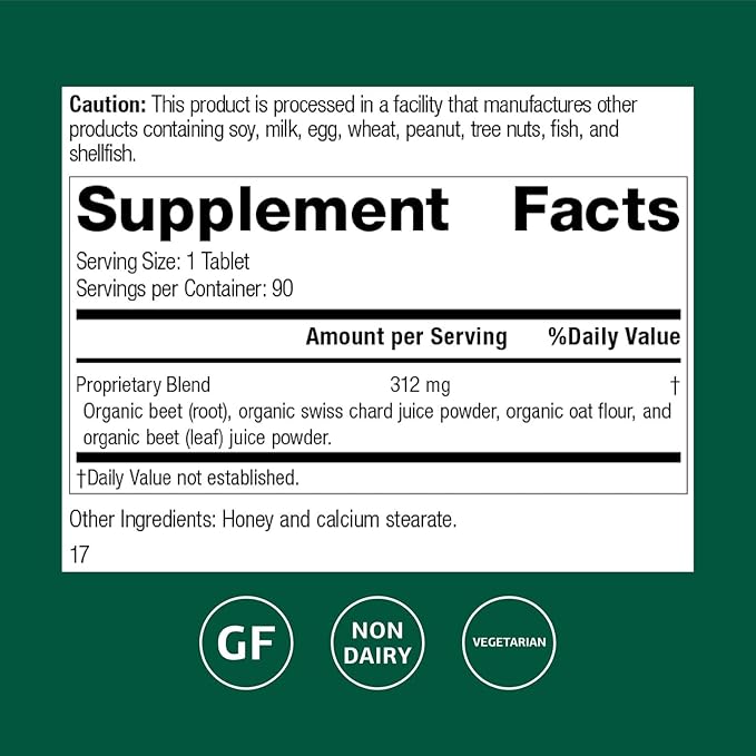 Standard Process Inc. Betafood - Digestive Health and Liver Support Supplement with Whole Food Blend of Oat Flour, Organic Beet Root, and Organic Beet Juice - 90 Tablets