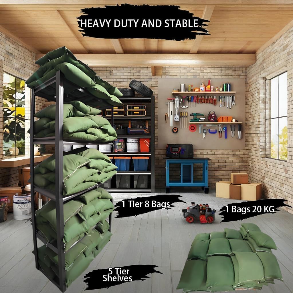 Standing Shelf Units Heavy Duty Storage Rack Industrial Wire Mesh Shelving Double Layer Support Floor Mount Black Steel 72" H x 36" W x 16.1" D 2250LBS 5-Tier