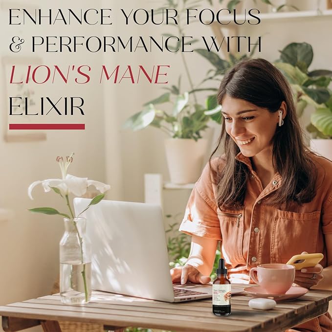 Auri Lion’s Mane Liquid Elixir - Brain Supplements for Memory and Focus with Functional Mushrooms - Lions Mane Supplement - Full Spectrum Lion's Mane Extract - No GMO, Vegan Mushroom Tincture