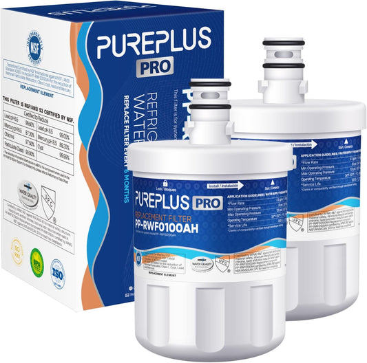 PUREPLUS PRO NSF/ANSI 53&42 Certified Refrigerator Water Filter Replacement for LG LT500P, ADQ72910901, GEN11042FR-08, Kenmore 9890, 469890, HDX FML-1, ADQ72910907 Refrigerator Water Filter, 2Pack