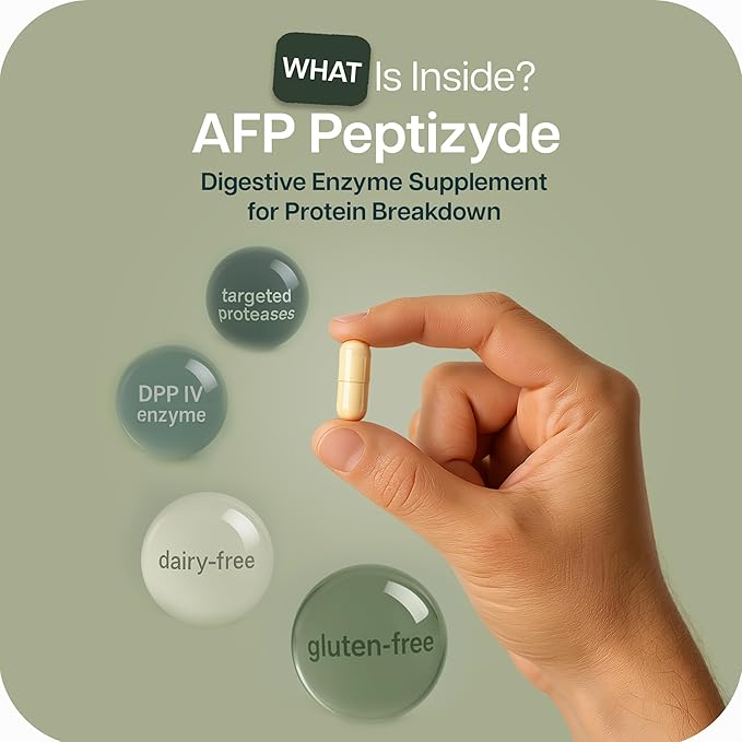 AFP Peptizyde - Digestive Enzyme Combination for Protein, Casein & Gluten Proteins - Digestive Enzymes for Women and Men (90 Capsules)