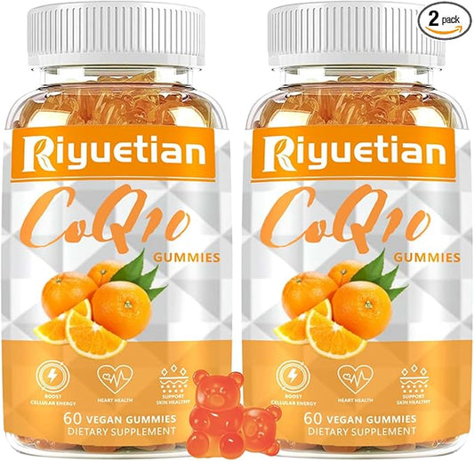Extra Strength ubiquinol Coq10 Supplements for Women & Men - 3X Better Absorption Coenzyme Q10 Supplements for Heart Health - Orange Flavored -Cellular Energy & Antioxidant - Vegan - 2 Pack