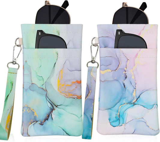 Double Eyeglass Case Soft Dual Glasses Case for Women Men Travel Squeeze Top Sunglasses Cases Eyeglasses Pouch